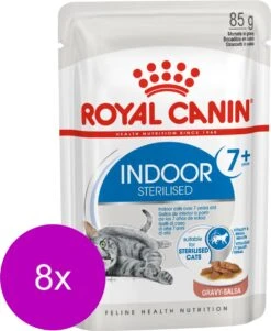 Royal Canin Indoor 7+ In Gravy – Kattenvoer – 8 X 12 X 85 G
